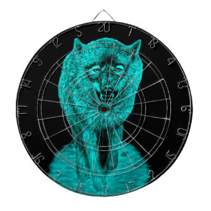 Cible De Fléchettes Loup noir en colère dans la nuit
