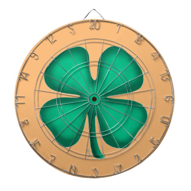Cible De Fléchettes Lucky 4 Leaf Irish Clover tan darboard (Devant)