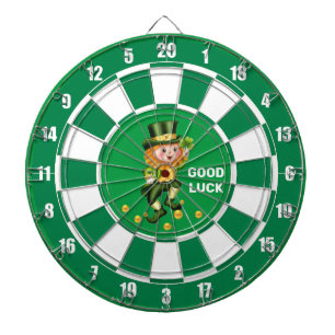 Cible De Fléchettes Lucky Gnome avec Gold Confetti sur Emerald Green
