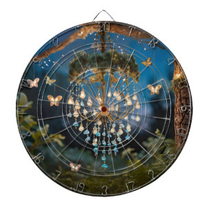 Cible De Fléchettes Lustre papillon en panneau noir de la Forêt Magiqu