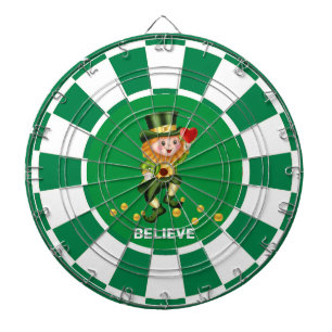 Cible De Fléchettes Lutin chanceux avec confettis dorés et cœur