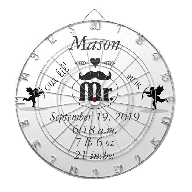 Cible De Fléchettes M. Mustache Lil Man Baby Boy Statistiques (Devant)