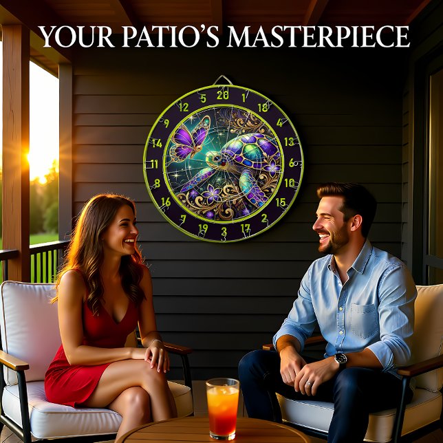 Cible De Fléchettes Magic Turtle Butterfly Rustic Room Art (Créateur téléchargé)