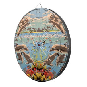 Cible De Fléchettes Main Painted by Number   Dolphins  