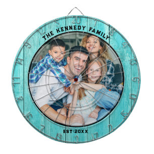 Cible De Fléchettes Maison Rustique Blue Wood Beach Nom de famille Pho