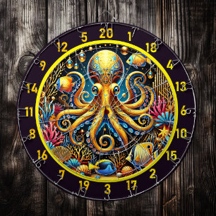 Cible De Fléchettes Majestic Octopus Glow Darboard Design