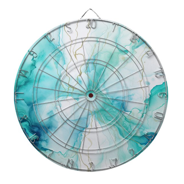 Cible De Fléchettes Marbre d'encre Mint Aqua (Devant)