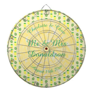Cible De Fléchettes Mariage d'été tropical Ananas et Palm Feuille
