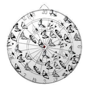Cible De Fléchettes Mariage Papillons Noir et Blanc
