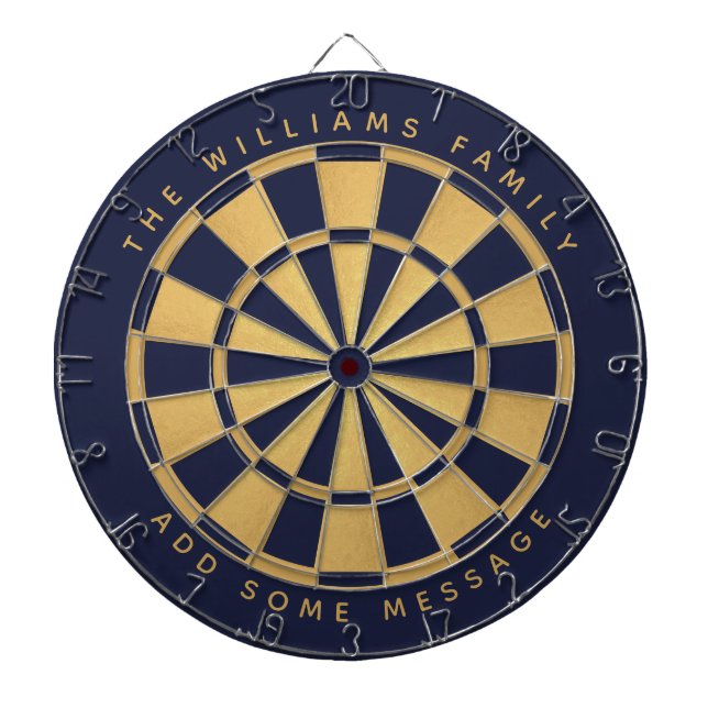 Cible De Fléchettes Marine Blue Faux Gold Foil Nom personnalisé Géomét (Devant)