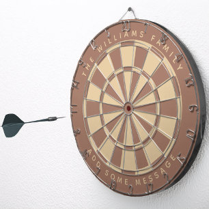 Cible De Fléchettes Marron beige moderne Nom de famille personnalisé e