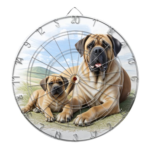 Cible De Fléchettes Mastiff Dogue anglaise avec enfant en vacances (Devant)