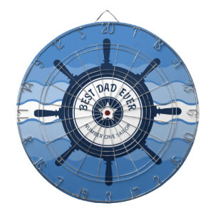 Cible De Fléchettes Meilleur papa Ever Blue Ships Roue et Vagues