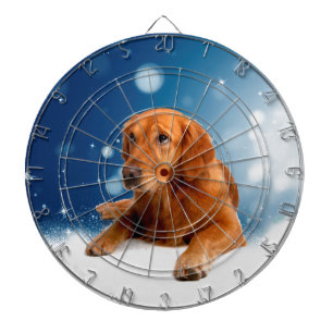 Cible De Fléchettes Mignonne Golden Retriever Chien assis dans les éto