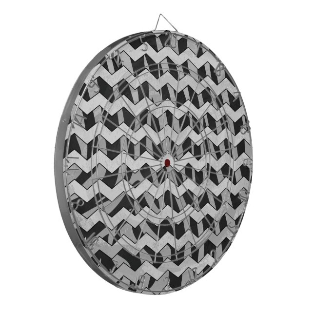 Cible De Fléchettes Modèle Chevron noir et gris Zebra (Devant gauche)