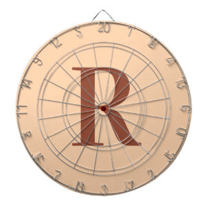Cible De Fléchettes Moderne Simple Monogramme Beige Brown