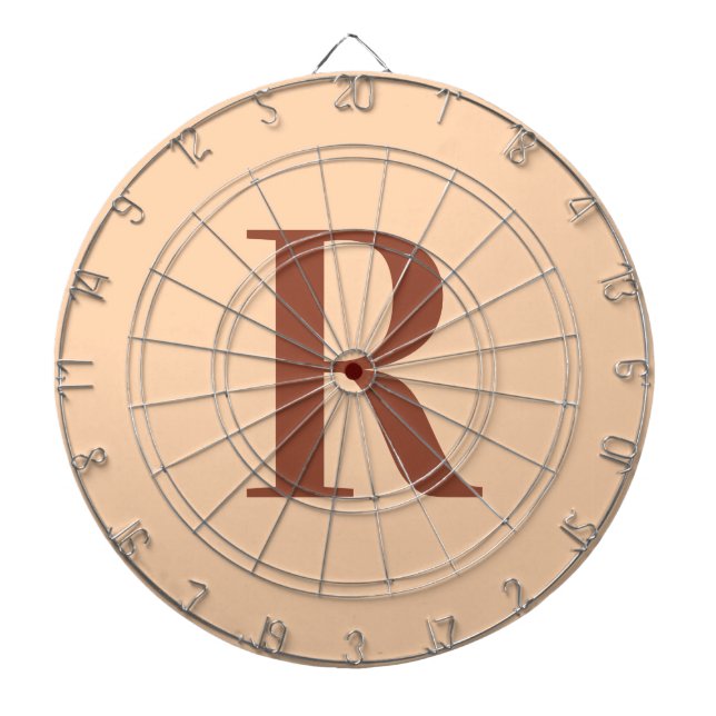 Cible De Fléchettes Moderne Simple Monogramme Beige Brown (Devant)
