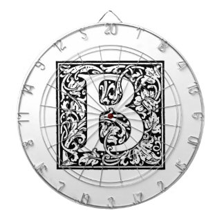 Cible De Fléchettes Monogramme B initial. Nom customisé Modèle floral