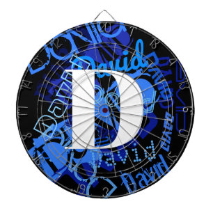 Cible De Fléchettes Monogramme bleu créatif