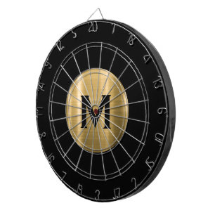 Cible De Fléchettes Monogramme classique d'or noir moderne
