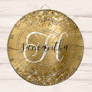 Cible De Fléchettes Monogramme de glamour doré