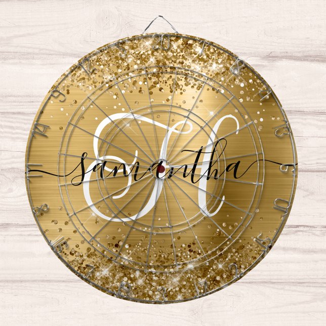 Cible De Fléchettes Monogramme de glamour doré (Créateur téléchargé)