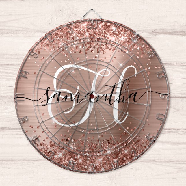 Cible De Fléchettes Monogramme doré Rose Glitter (Créateur téléchargé)