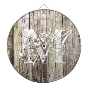 Cible De Fléchettes Monogramme en bois rustique