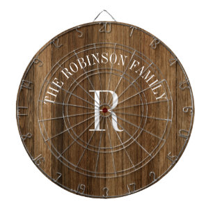 Cible De Fléchettes Monogramme en bois rustique