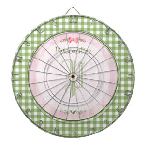 Cible De Fléchettes Monogramme En vichy Vert Fille Avec Nom