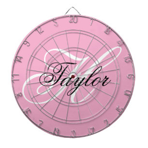 Cible De Fléchettes Monogramme fantaisie noir et blanc Rose