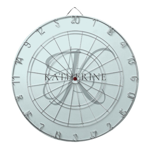 Cible De Fléchettes Monogramme moderne élégant Script Aqua Blue (Devant)