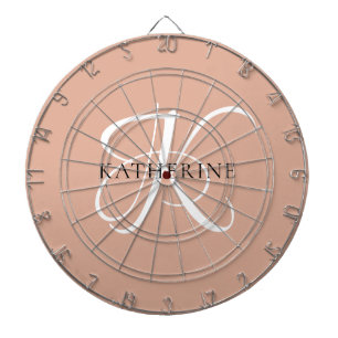 Cible De Fléchettes Monogramme moderne élégant Script rose pâle