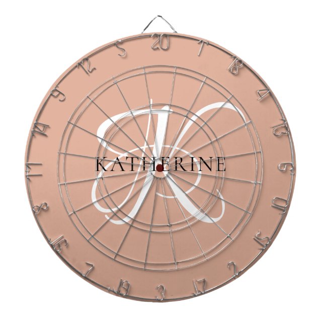 Cible De Fléchettes Monogramme moderne élégant Script rose pâle (Devant)