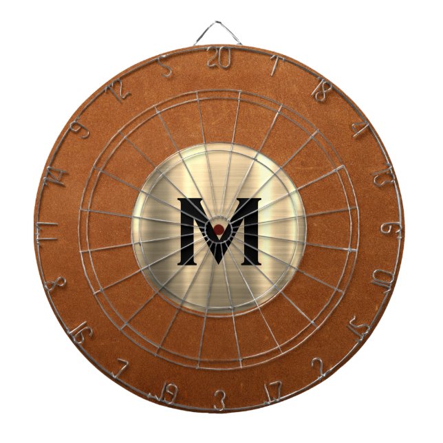 Cible De Fléchettes Monogramme or en cuir simple (Devant)