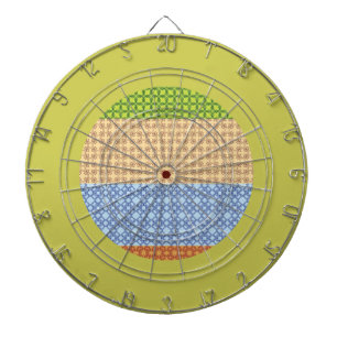 Cible De Fléchettes mosaïque motif colorée, jaune, vert