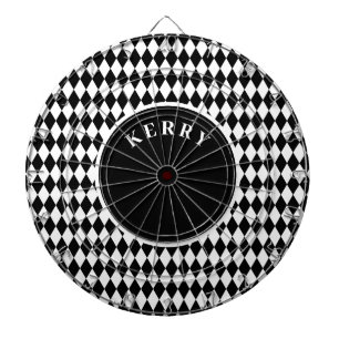 Cible De Fléchettes Motif Argyle Noir et Blanc