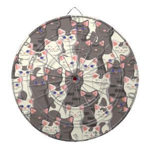 Cible De Fléchettes Motif de chats blancs et gris