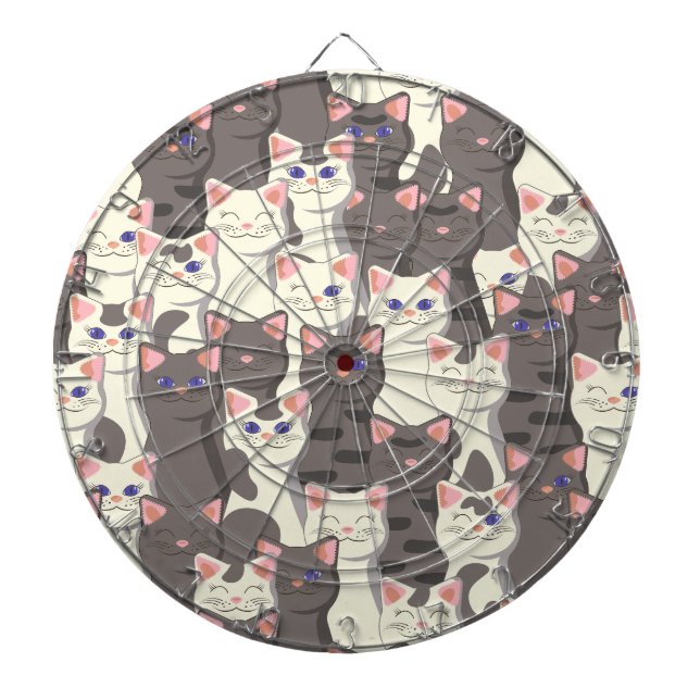 Cible De Fléchettes Motif de chats blancs et gris (Devant)