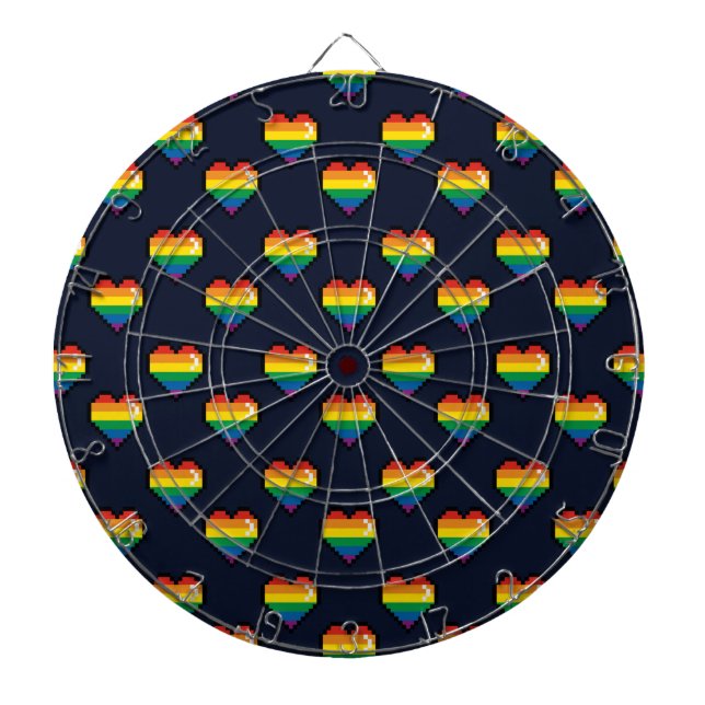 Cible De Fléchettes Motif de coeur Rainbow 8 Bit (Devant)