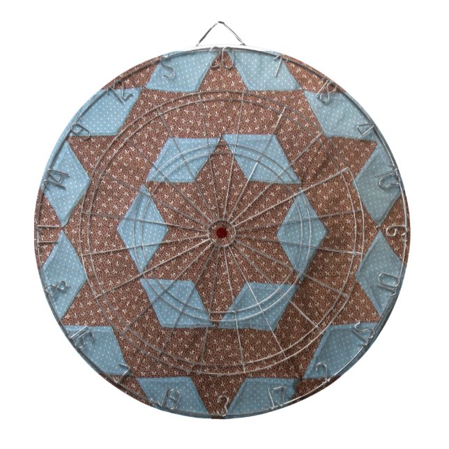Cible De Fléchettes Motif de courtepointe - Château en Brown et bleu (Devant)