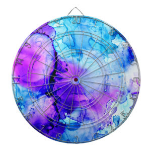Cible De Fléchettes Motif de dégradé d'aquarelle bleu et bleu