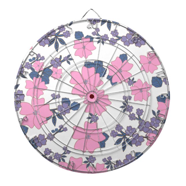 Cible De Fléchettes Motif DE FLEURS ROSE ET PURPLE (Devant)