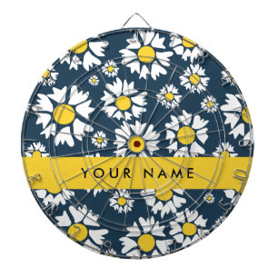 Cible De Fléchettes Motif de marguerite, marguerites blanches, Votre n