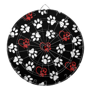 Cible De Fléchettes Motif de pattes, pattes blanches, pattes rouges, c