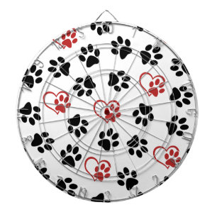 Cible De Fléchettes Motif de pattes, pattes noires, pattes rouges, cœu