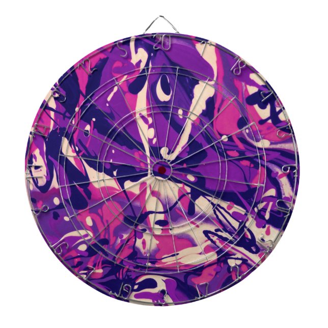 Cible De Fléchettes Motif de peinture violet, rose et blanc (Devant)