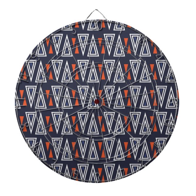 Cible De Fléchettes Motif de triangles géométriques bleu foncé et roug (Devant)