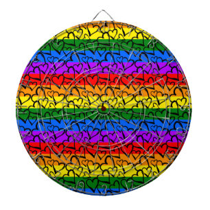 Cible De Fléchettes Motif du coeur arc-en-ciel