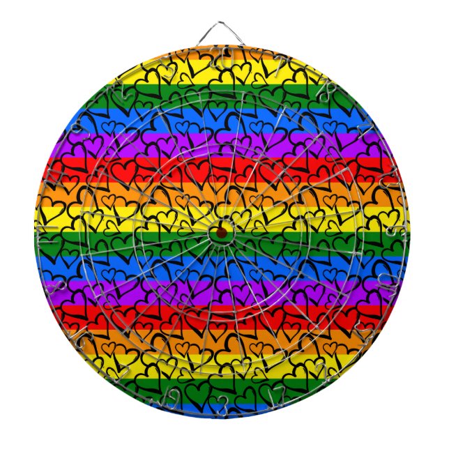 Cible De Fléchettes Motif du coeur arc-en-ciel (Devant)